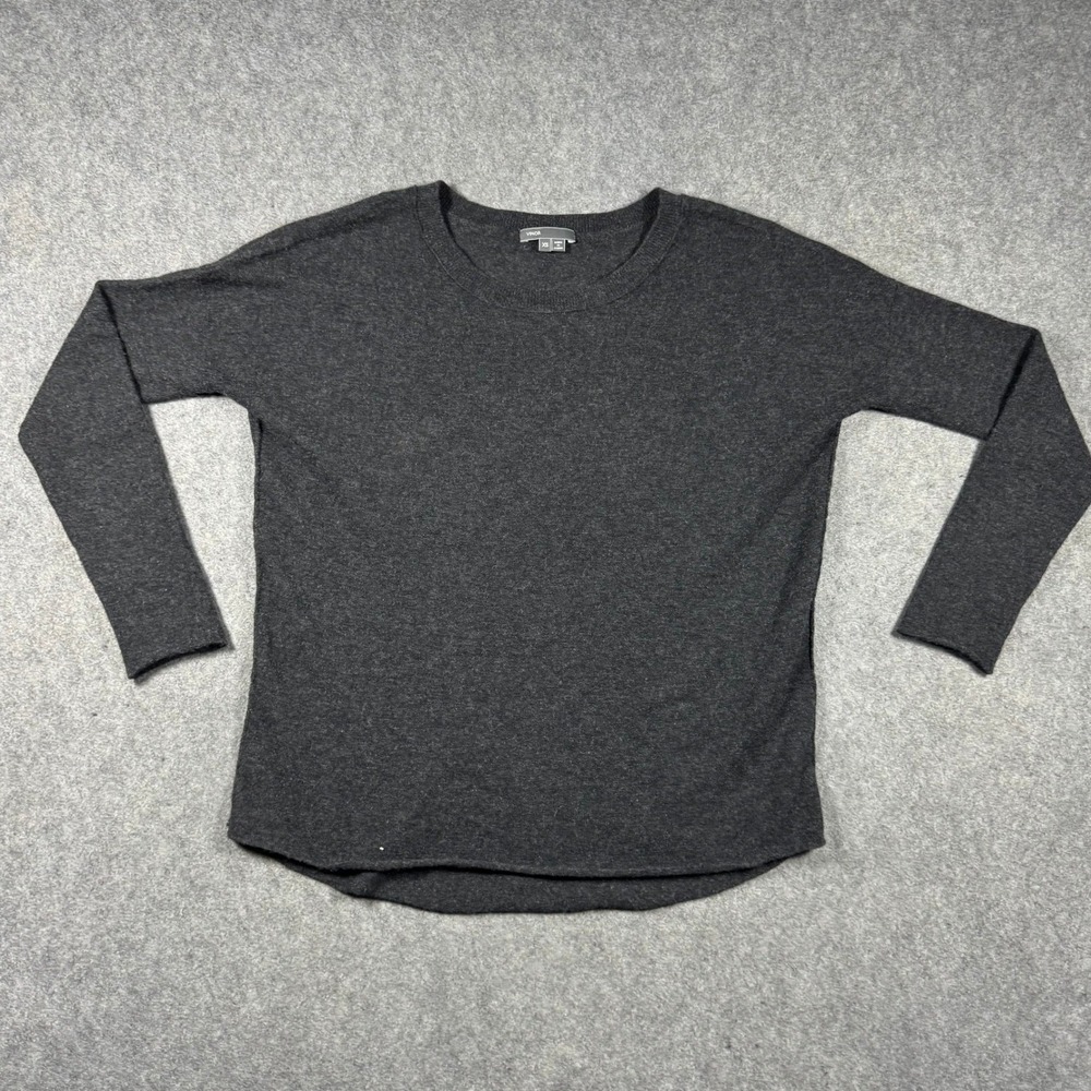 Vince Womens 100% Cashmere Crew Neck Sweater Charcoal Grey Heather XS‎ Relaxed